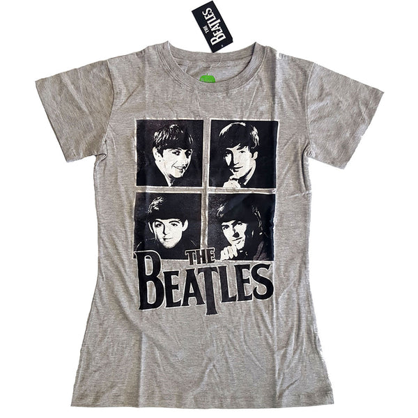 The Beatles Ladies Premium Tee: Framed Faces with Foiled Application 