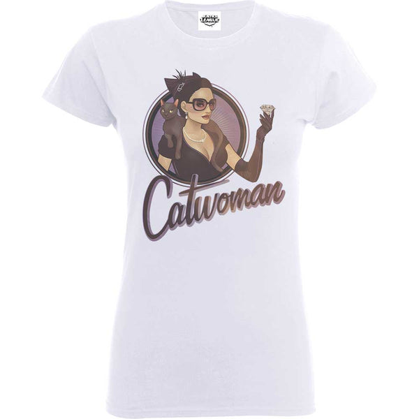 DC Comics Ladies Tee: Justice League Bombshell Catwoman Badge 