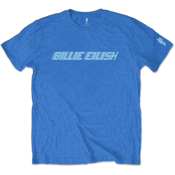 Billie Eilish Unisex Tee: Blue Racer Logo (Sleeve Print) 