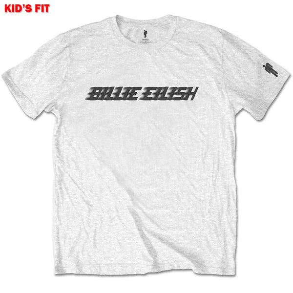 Billie Eilish Kids Tee: Black Racer Logo (Sleeve Print) (13 - 14 Years)