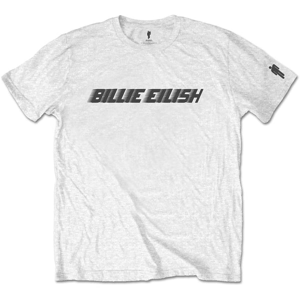 Billie Eilish Unisex Tee: Black Racer Logo (Sleeve Print) 