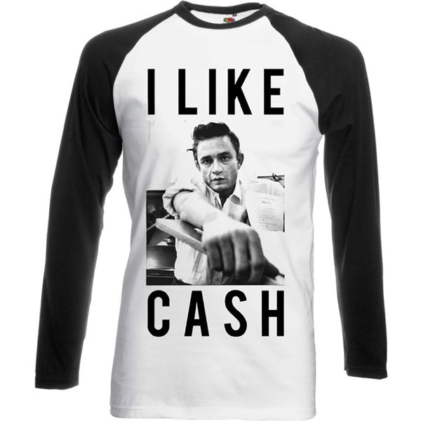 Johnny Cash Unisex Raglan Tee: I Like Cash (XX-Large)