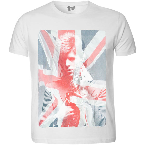 David Bowie Unisex Tee: Union Jack & Sax (Sublimation Print) (XX-Large)