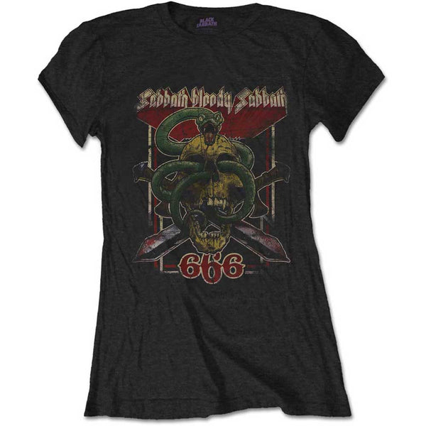 Black Sabbath Ladies Tee: Bloody Sabbath 666 