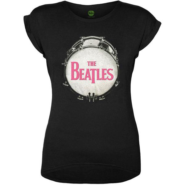 The Beatles Ladies Fashion Tee: Drum with Glitter Print Application 