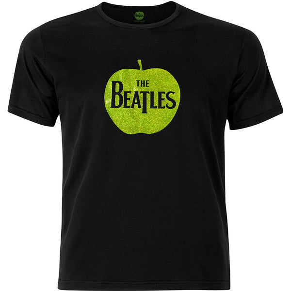 The Beatles Unisex Fashion Tee: Apple with Sparkle Gel Application 