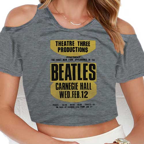 The Beatles Ladies Fashion Tee: Carnegie Hall with Cropped Styling and Cut-outs 