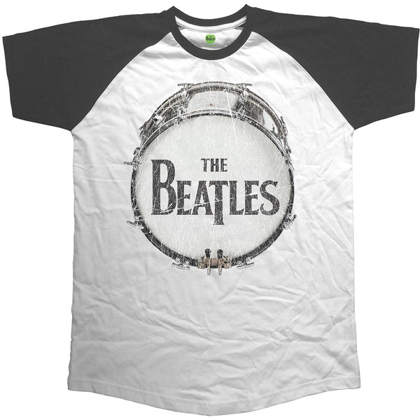 The Beatles Unisex Raglan Tee: Original Vintage Drum 