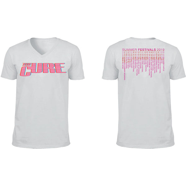 The Cure Unisex Tee: Neon Logo (Ex-Tour/V-Neck & Back Print) (XXX-Large)