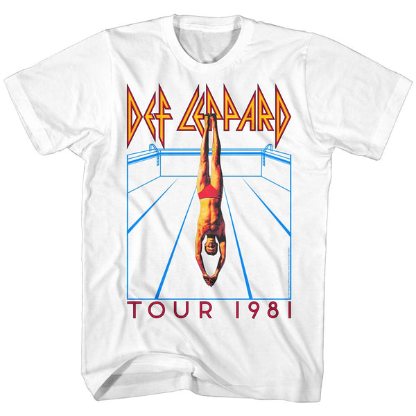 Def Leppard Tour 1981 He's Swimming adult short sleeve t-shirt.