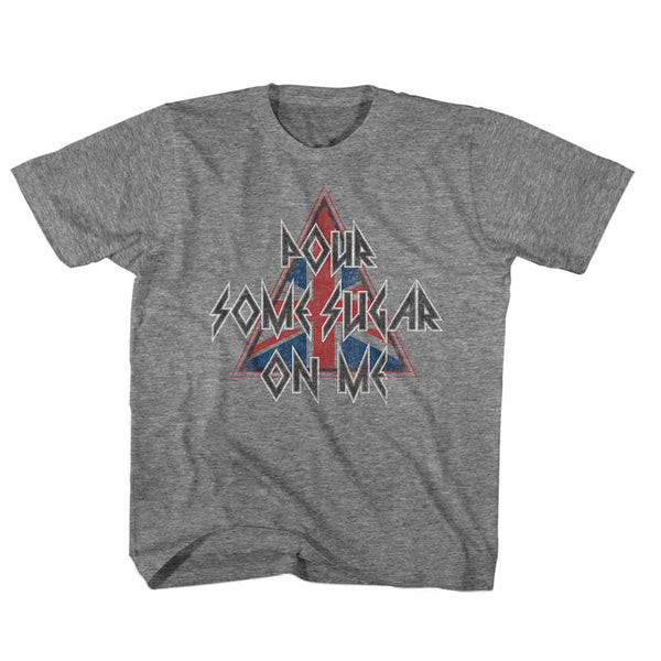 Def Leppard Pour Some Sugar On Me Triangle toddler/youth short sleeve t-shirt.