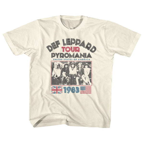 Def Leppard Pyromania Tour 1983 youth short sleeve t-shirt.