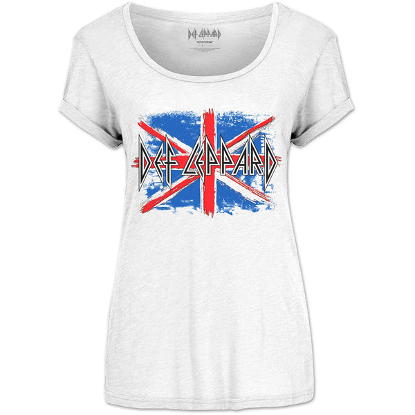 Def Leppard Ladies Fashion Tee: Union Jack (Scoop Neck) (XX-Large)