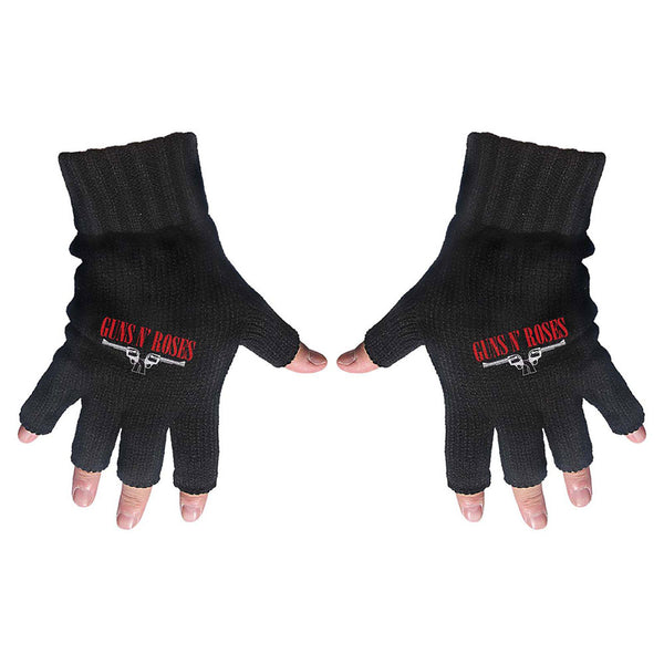 Guns N' Roses Unisex Fingerless Gloves: Logo & Pistols