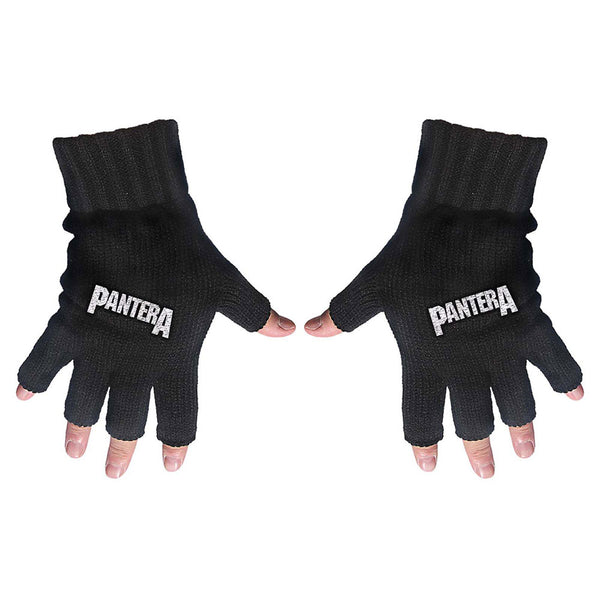 Officially licensed Pantera fingerless gloves featuring the Pantera Logo.