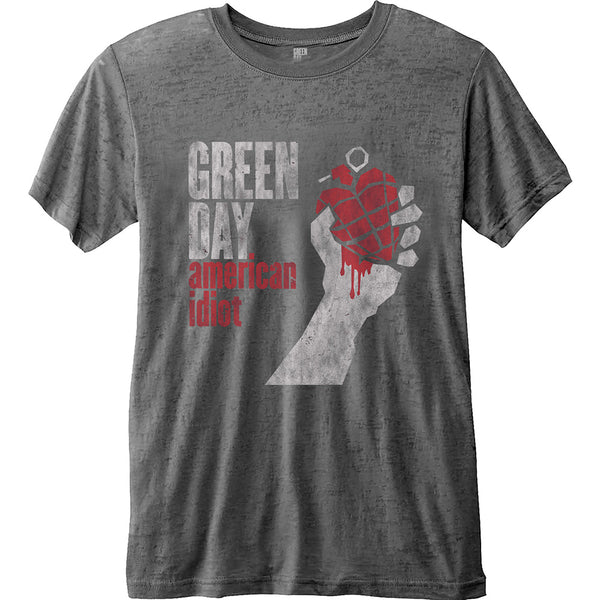 Green Day Unisex Fashion Tee: American Idiot Vintage with Burn Out Finishing (XX-Large)