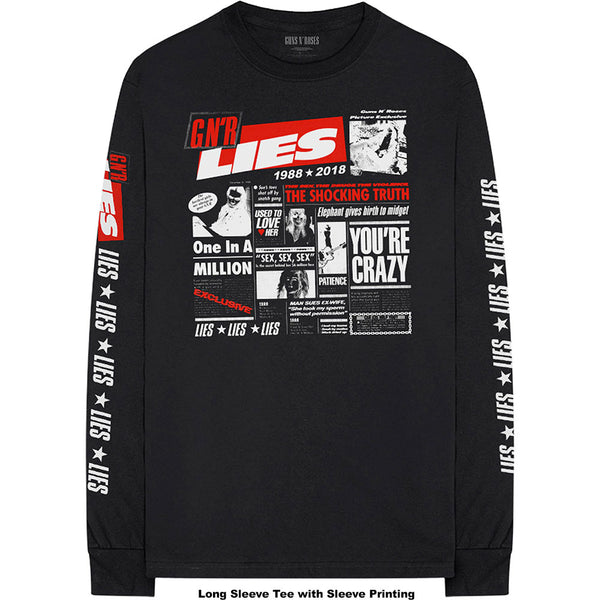 Guns N' Roses Unisex Long Sleeved Tee: Lies Cover (Arm Print) 