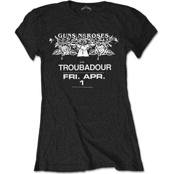 Guns N' Roses Ladies Tee: Troubadour Flyer 