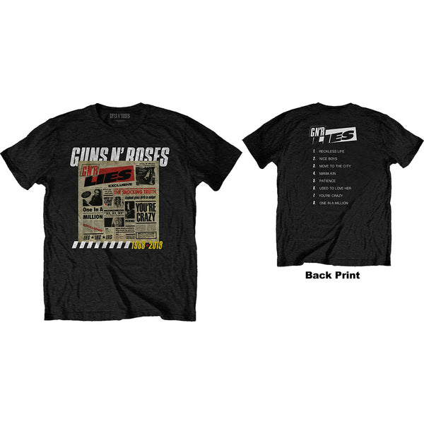 Guns N' Roses Unisex Tee: Lies Track List (Back Print) 