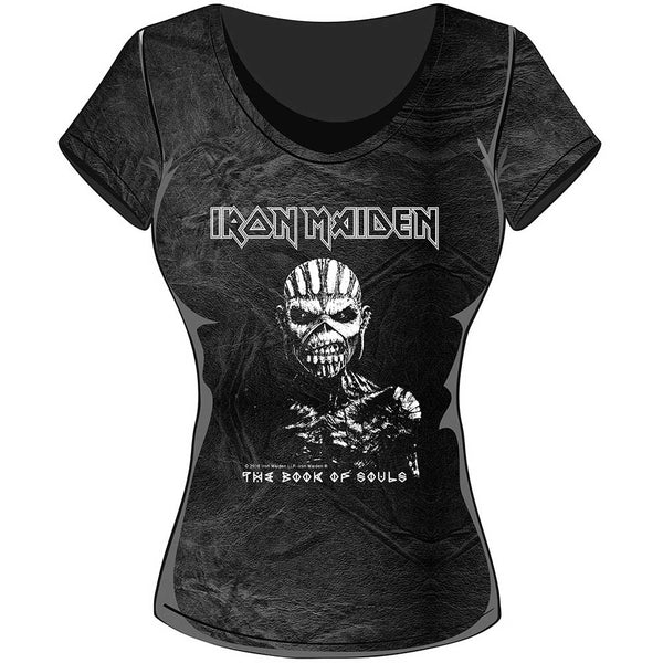 Iron Maiden Ladies Fashion Tee: The Book of Souls with Acid Wash Finish 