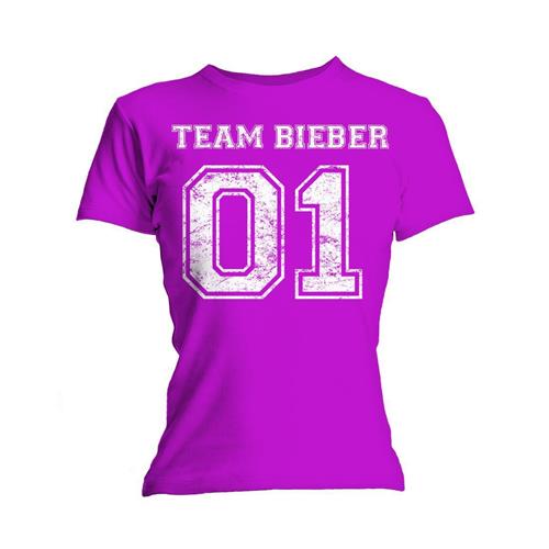 Justin Bieber Ladies Tee: Team Bieber (Skinny Fit) 