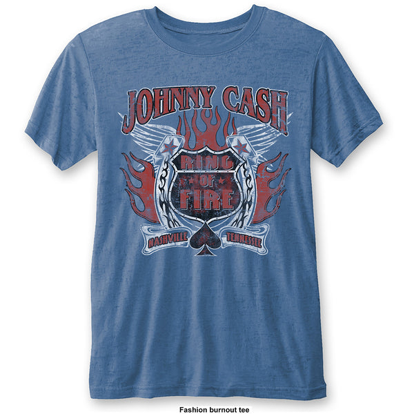 Johnny Cash Unisex Fashion Tee: Ring of Fire (Burn Out) (XX-Large)