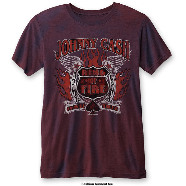 Johnny Cash Unisex Fashion Tee: Ring of Fire (Burn Out) (XX-Large)
