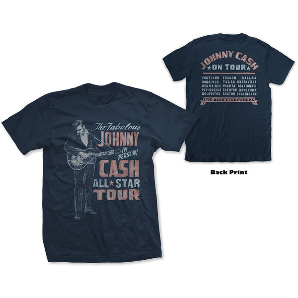 Johnny Cash Unisex Tee: All Star Tour (Back Print) (XX-Large)