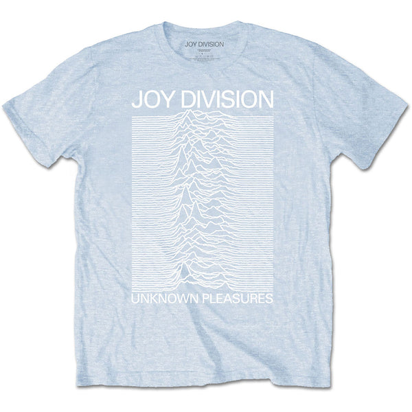 Joy Division Unisex Tee: Unknown Pleasures White On Blue 