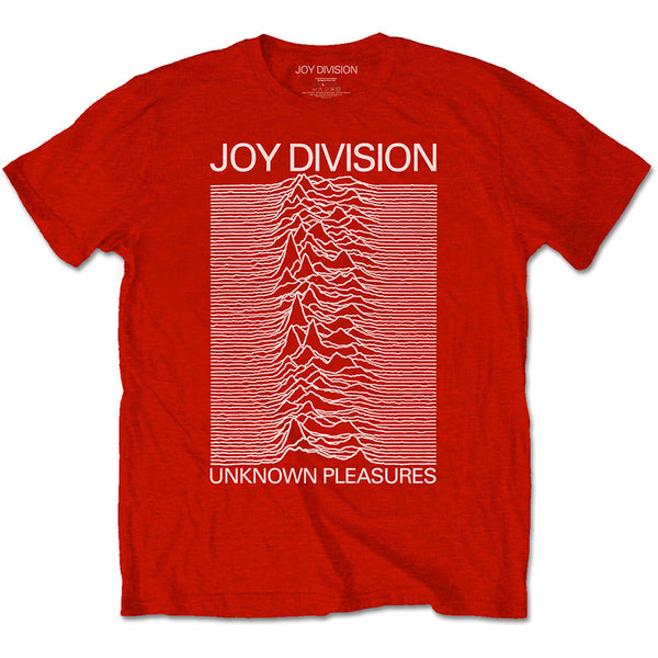 Joy Division Unisex Tee: Unknown Pleasures White On Red 
