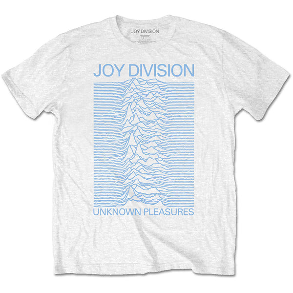 Joy Division Unisex Tee: Unknown Pleasures Blue on White 