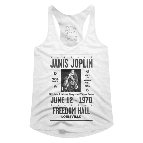 Janis Joplin Freedom Hall ladies racerback tank top t-shirt.