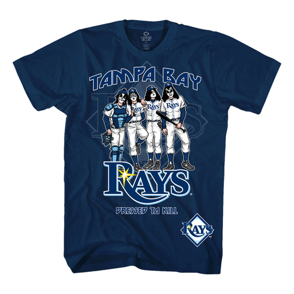 Tampa Bay Rays Dressed to Kill Navy T-Shirt is available at Rocker Tee