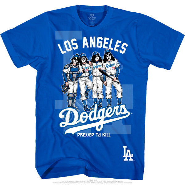 Los Angeles Dodgers Dressed to Kill Blue T-Shirt is available at Rocker Tee