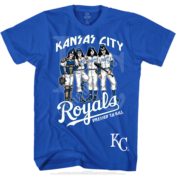 Kansas City Royals Dressed to Kill Blue T-Shirt is available at Rocker Tee