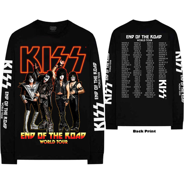 KISS Unisex Long Sleeved Tee: End Of The Road Tour (Back & Arm Print) 