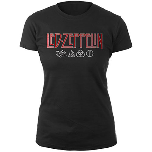 Led Zeppelin Ladies Tee: Logo & Symbols 