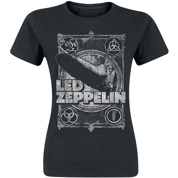 Led Zeppelin Ladies Tee: Vintage Print LZ1 