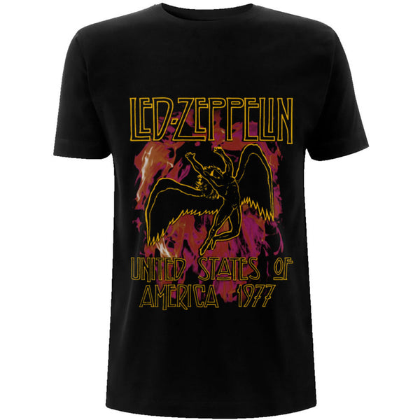 Led Zeppelin Unisex Tee: Black Flames 