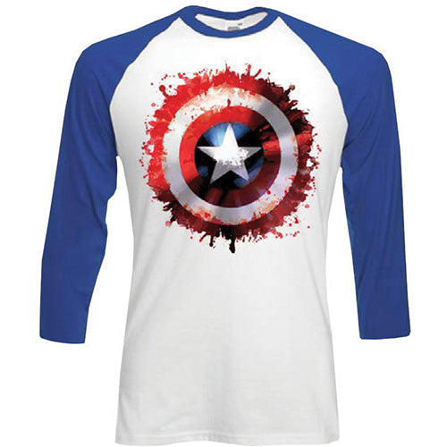 Marvel Comics Unisex Raglan Tee: Captain America Splat 
