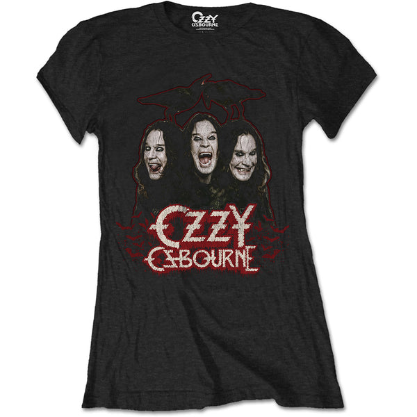 Ozzy Osbourne Ladies Tee: Crows & Bars 