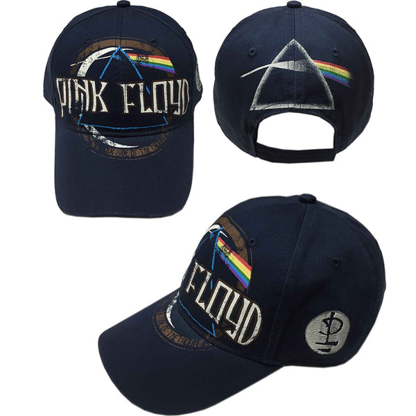 Pink Floyd Unisex Baseball Cap: Dark Side of the Moon Album Distressed (Navy Blue)