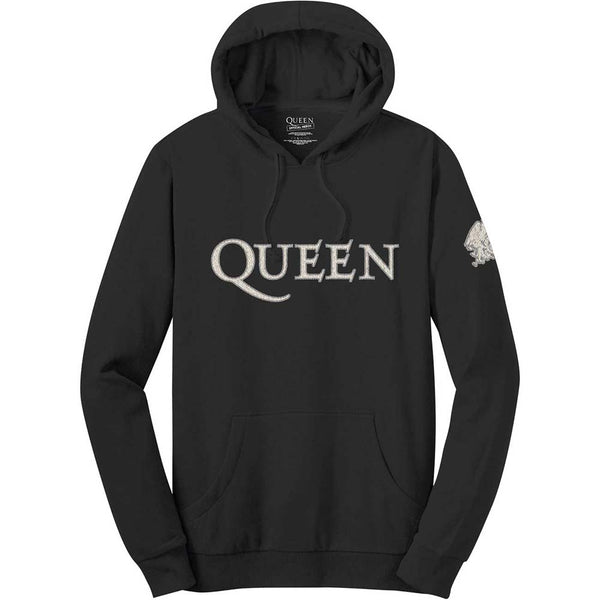 Queen Unisex Pullover Hoodie: Logo & Crest (Applique Motifs) (XX-Large)