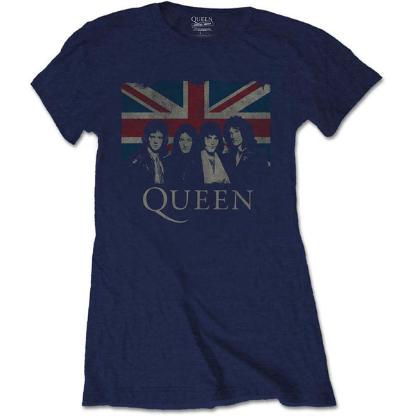 Queen Ladies Tee: Vintage Union Jack (XX-Large)