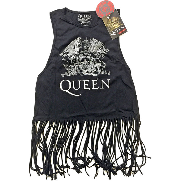 Queen Ladies Tee Vest: Crest Vintage (Tassels) (XX-Large)