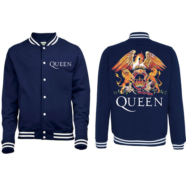 Queen Unisex Varsity Jacket: Crest (Back Print) (XX-Large)