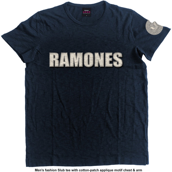 Ramones Unisex Fashion Tee: Logo & Presidential Seal (Applique Motifs) 
