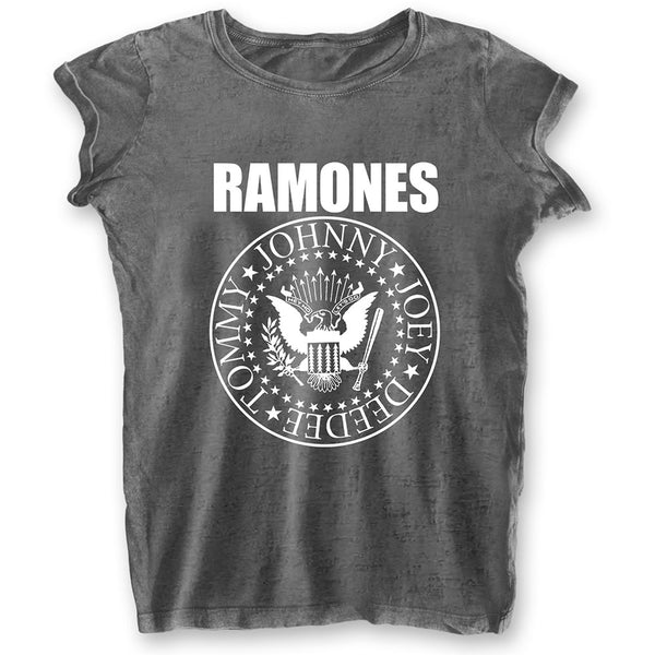 Ramones Ladies Tee: Presidential Seal (Burn Out) 