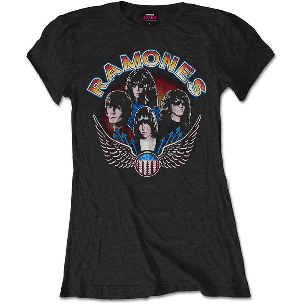 Ramones Ladies Tee: Vintage Wings Photo 