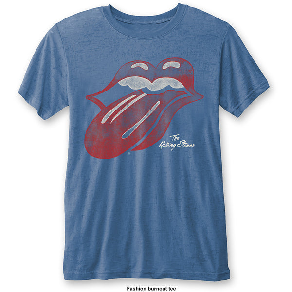 The Rolling Stones Unisex Fashion Tee: Vintage Tongue (Burn Out) (XX-Large)